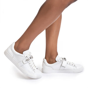 
                  
                    Load image into Gallery viewer, Gabby Dress Sneaker - Crystal Detailing - Cup Sole - Leather
                  
                