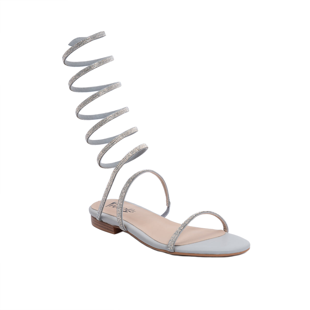 Cape Robbin Women's Rhinestone Stiletto Heel Sandals — Jewel Spiral Ankle Wrap, 4.5 Inch Heels
