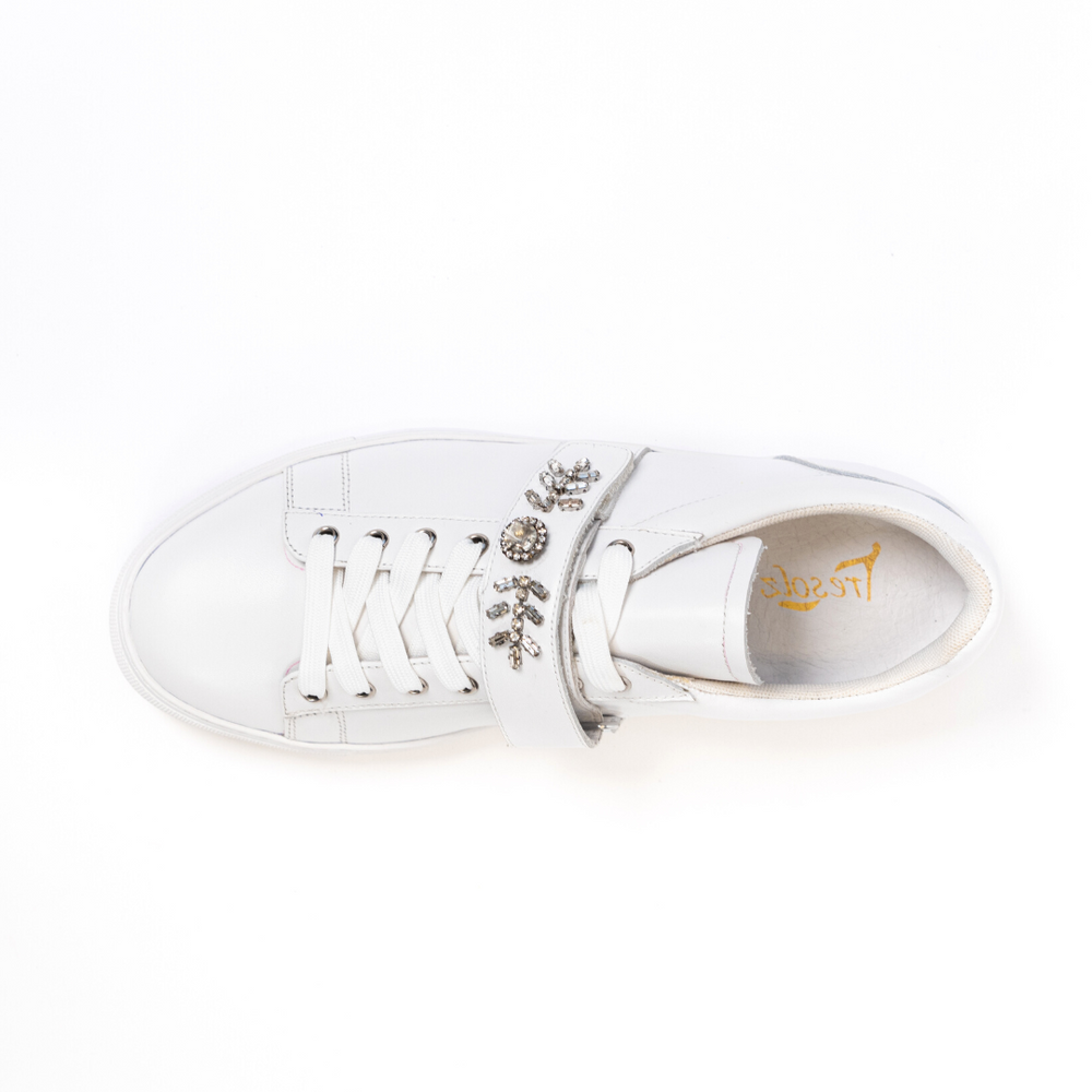Gabby Dress Sneaker - Crystal Detailing - Cup Sole - Leather