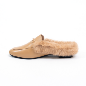 
                  
                    Load image into Gallery viewer, Hillary Women&amp;#39;s Mules - Fur Trim - Leather - Flat Heel
                  
                