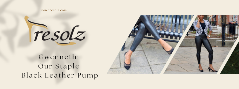 tall Black woman in black leather pumps 
