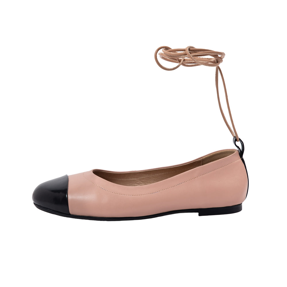Denise Women’s Ballerina - Ankle Strap - Flats - Leather