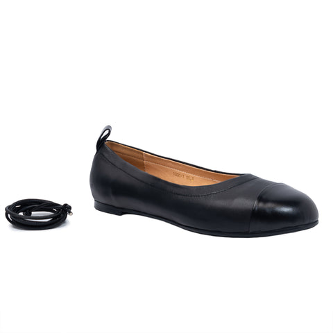 Denise Women’s Ballerina - Ankle Strap - Flats - Leather