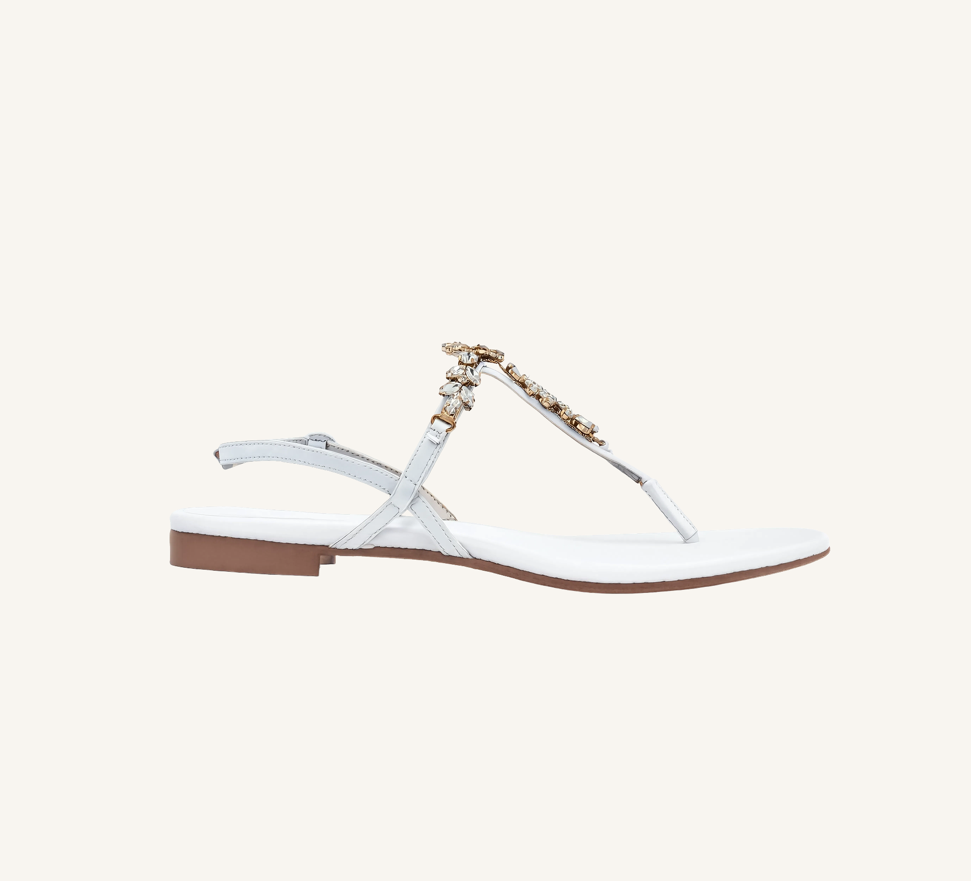 Laura Women’s Crystal Sandals – Slingback – Flat – Open Toe