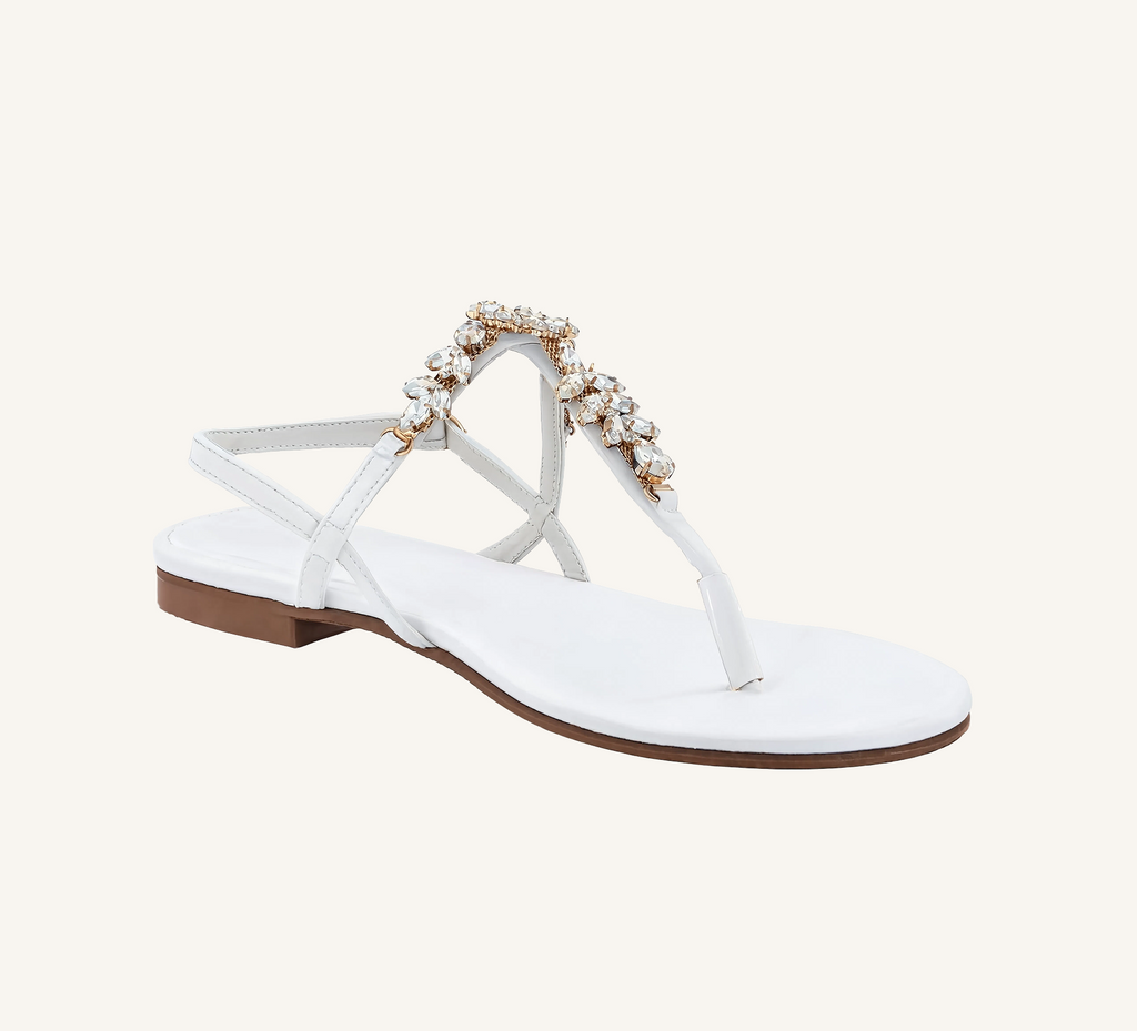 Laura Women’s Crystal Sandals – Slingback – Flat – Open Toe