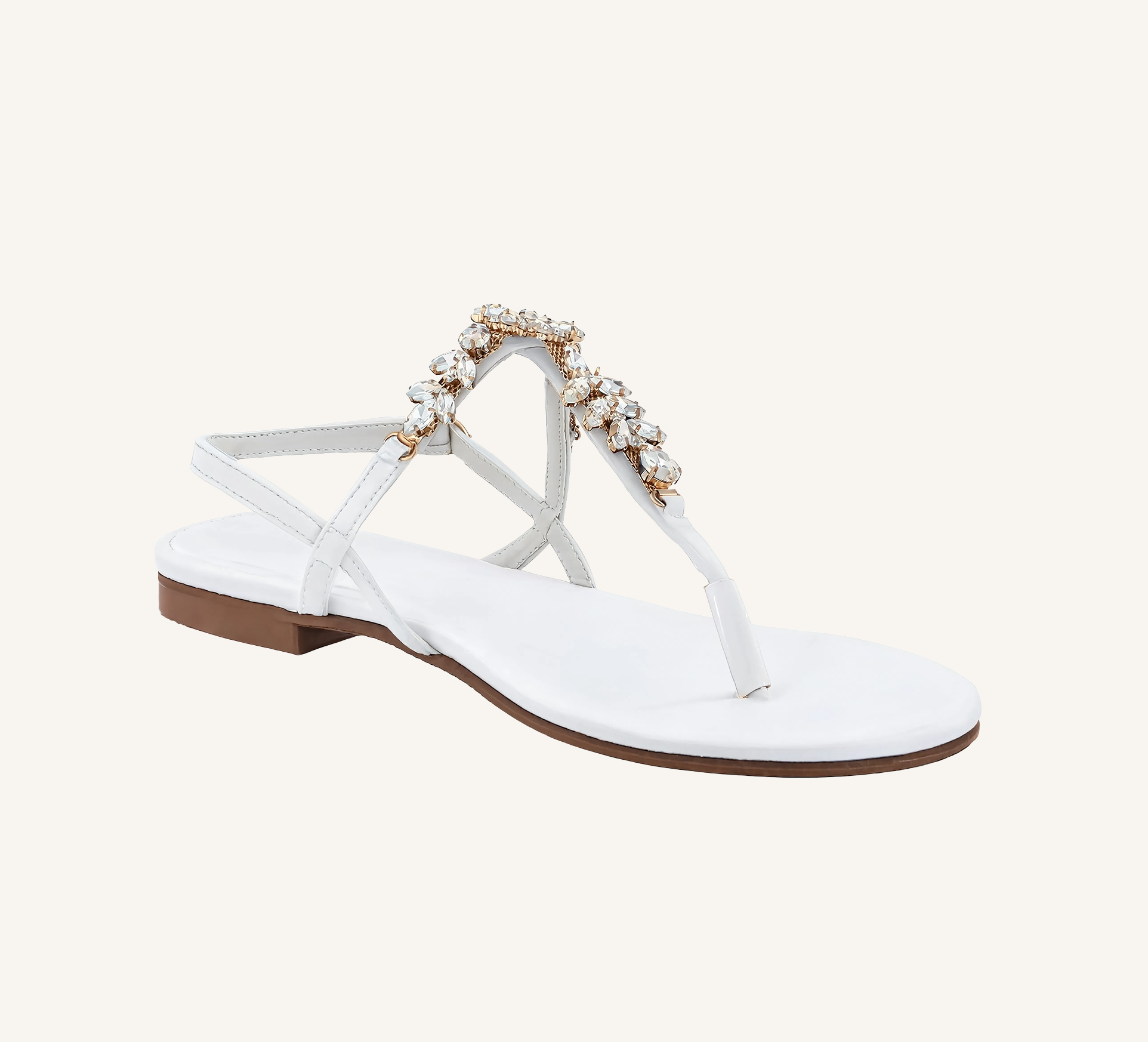 Laura Women’s Crystal Sandals – Slingback – Flat – Open Toe