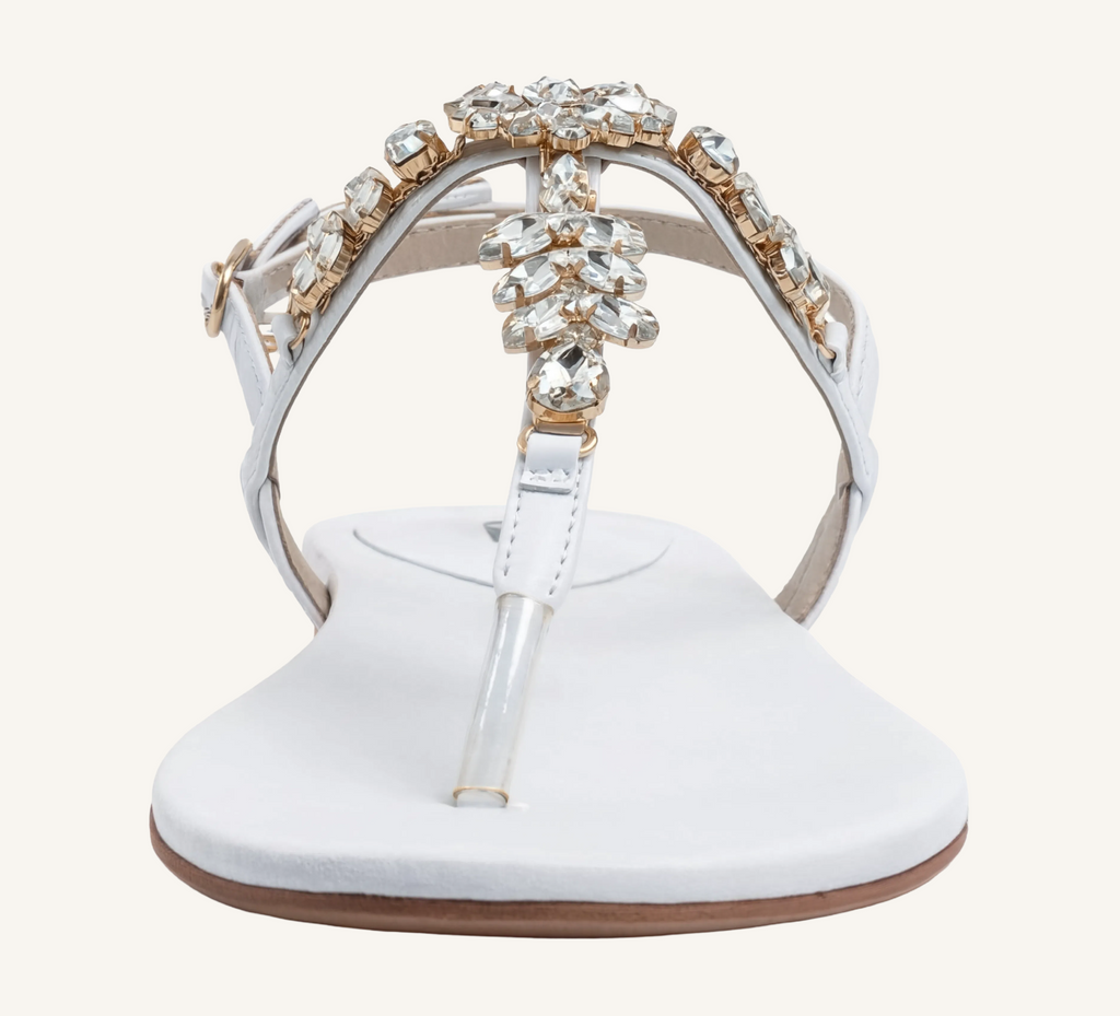 Laura Women’s Crystal Sandals – Slingback – Flat – Open Toe