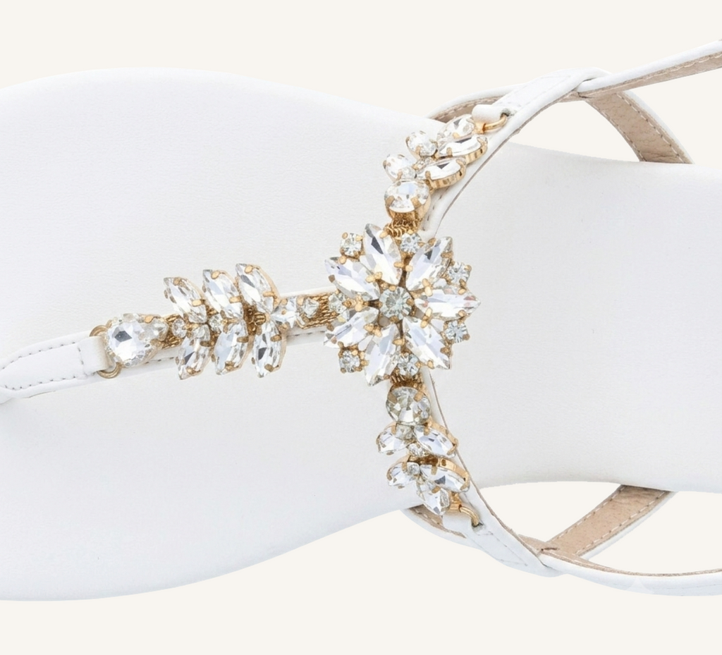 Laura Women’s Crystal Sandals – Slingback – Flat – Open Toe