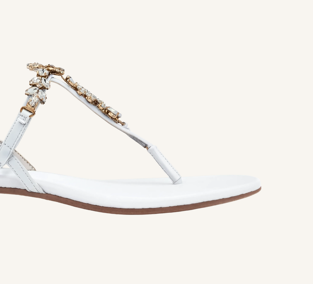Laura Women’s Crystal Sandals – Slingback – Flat – Open Toe