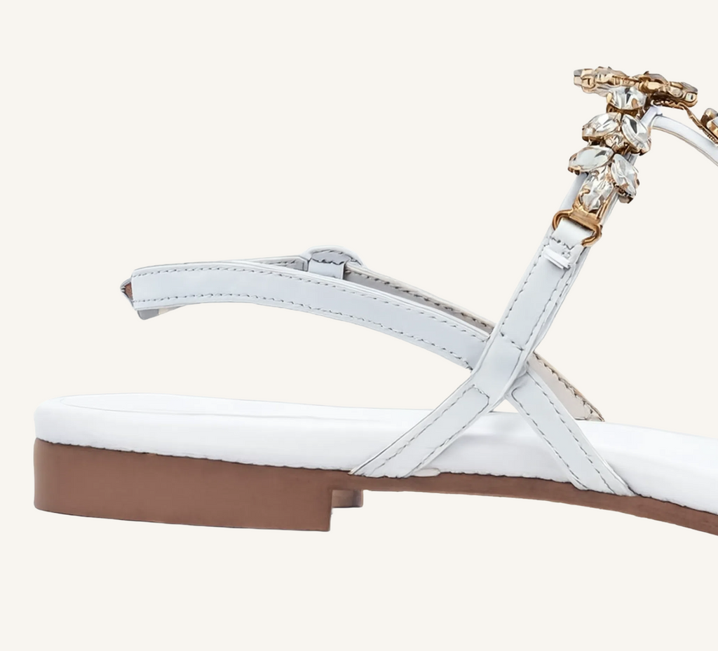 Laura Women’s Crystal Sandals – Slingback – Flat – Open Toe
