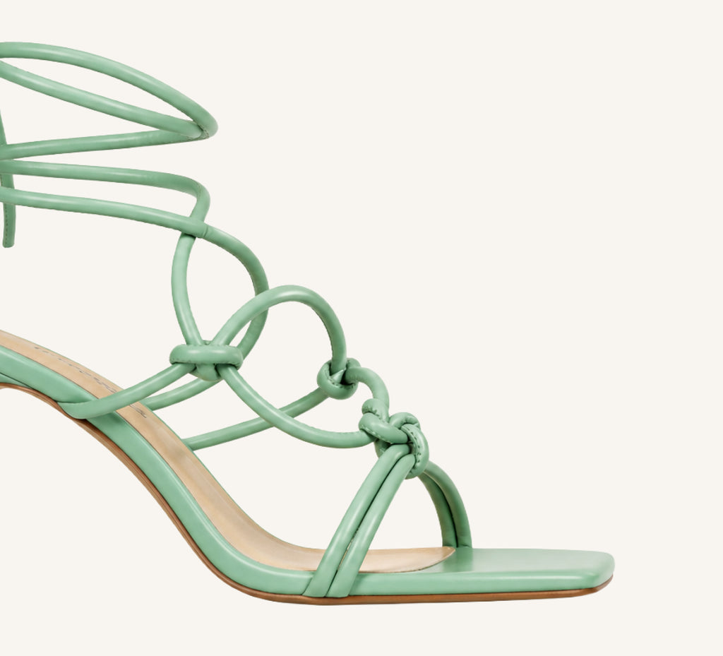 Jonelle 4 Vegan Sage Strappy Sandal 4" Stiletto Standard and Wide