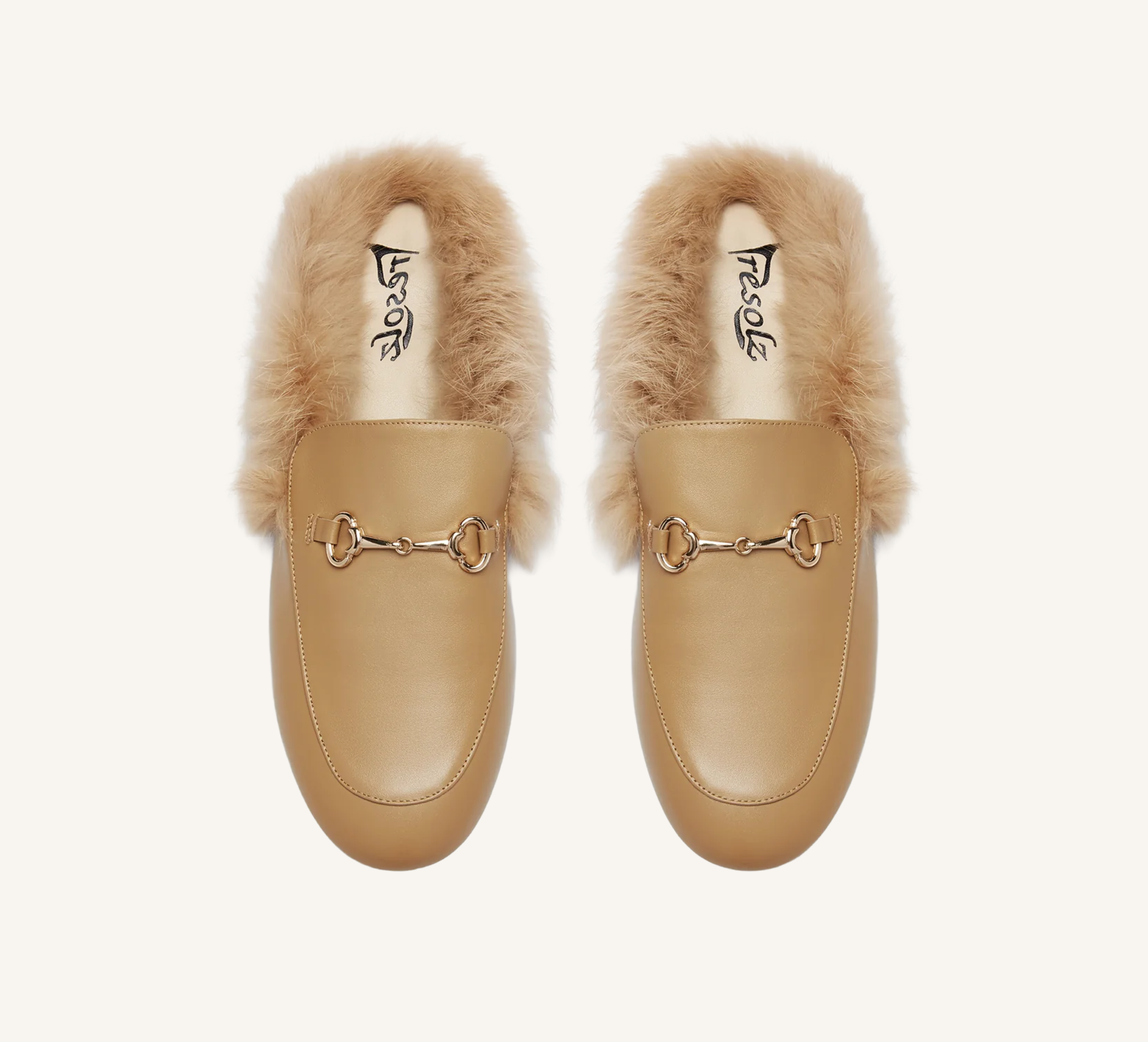 Hillary Women's Mules - Fur Trim - Leather - Flat Heel