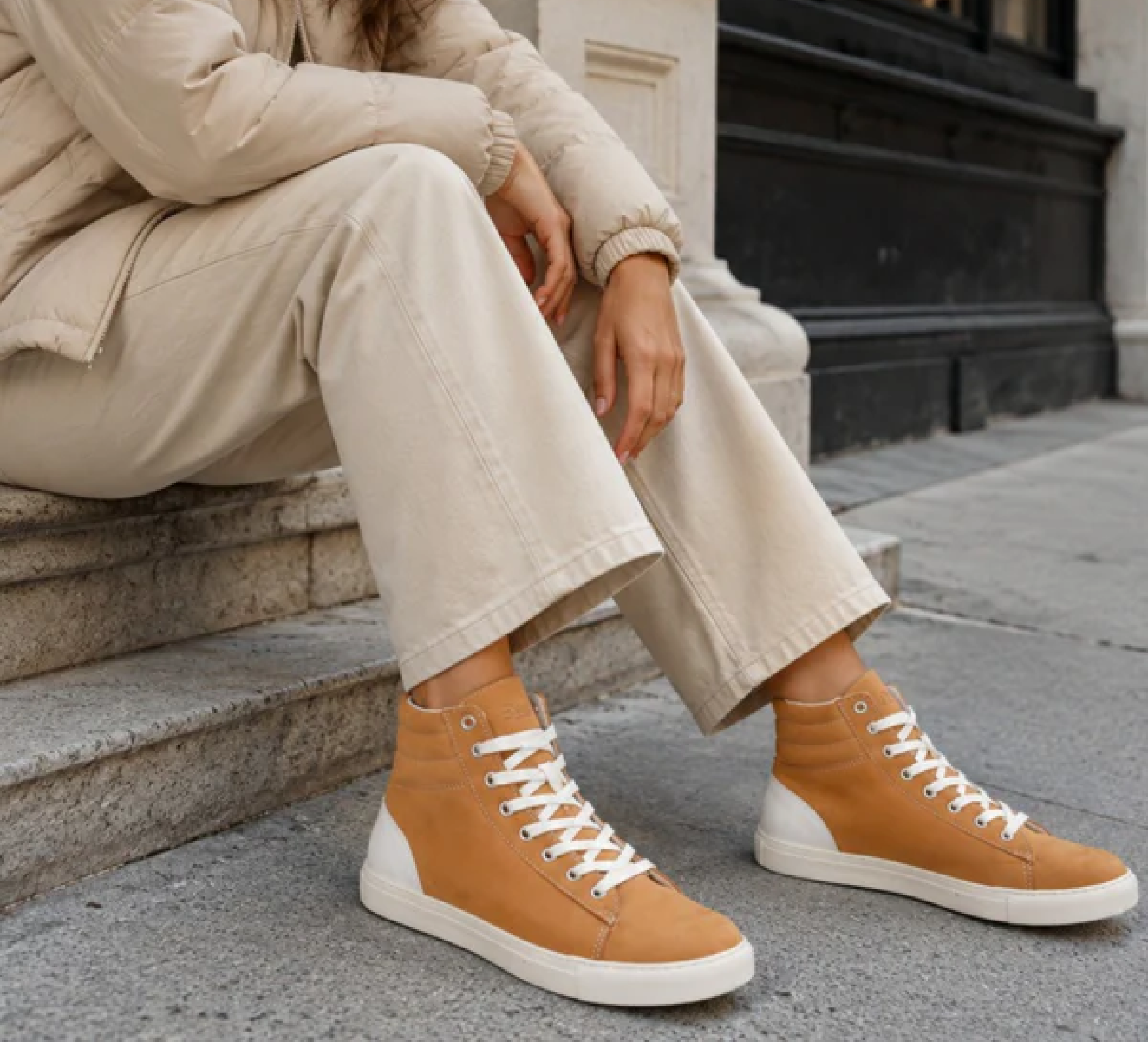 Fraser Women’s  Wheat  High Top Sneaker - Cup Sole - Leather
