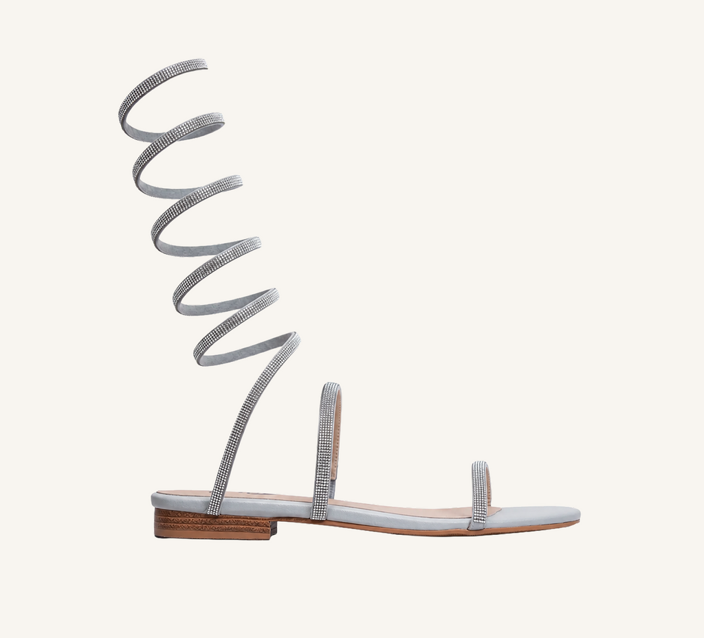 Julian Women’s Sandals - Spiral Strap – Flat Heel – Open Toe