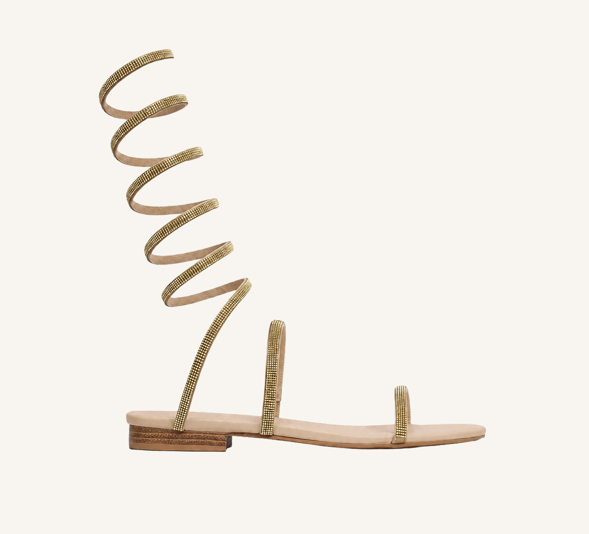 Julian Women’s Sandals - Spiral Strap – Flat Heel – Open Toe