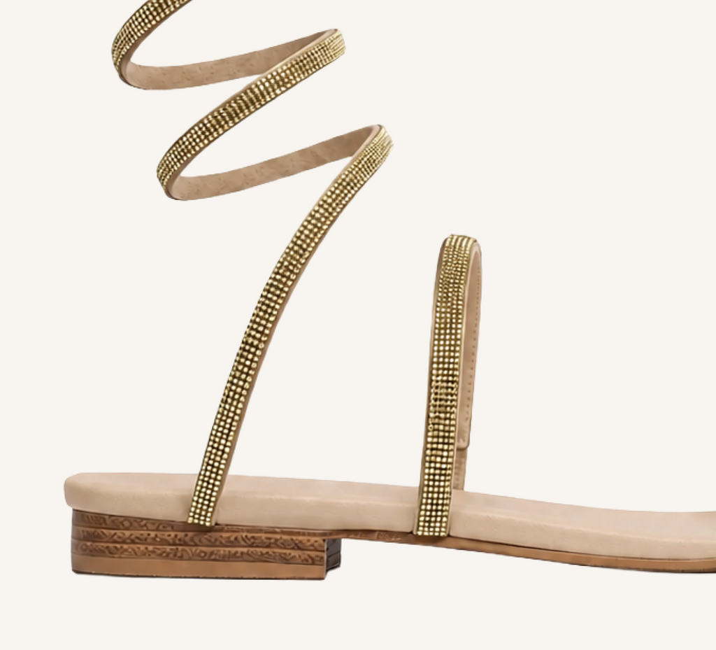 Julian Women’s Sandals - Spiral Strap – Flat Heel – Open Toe