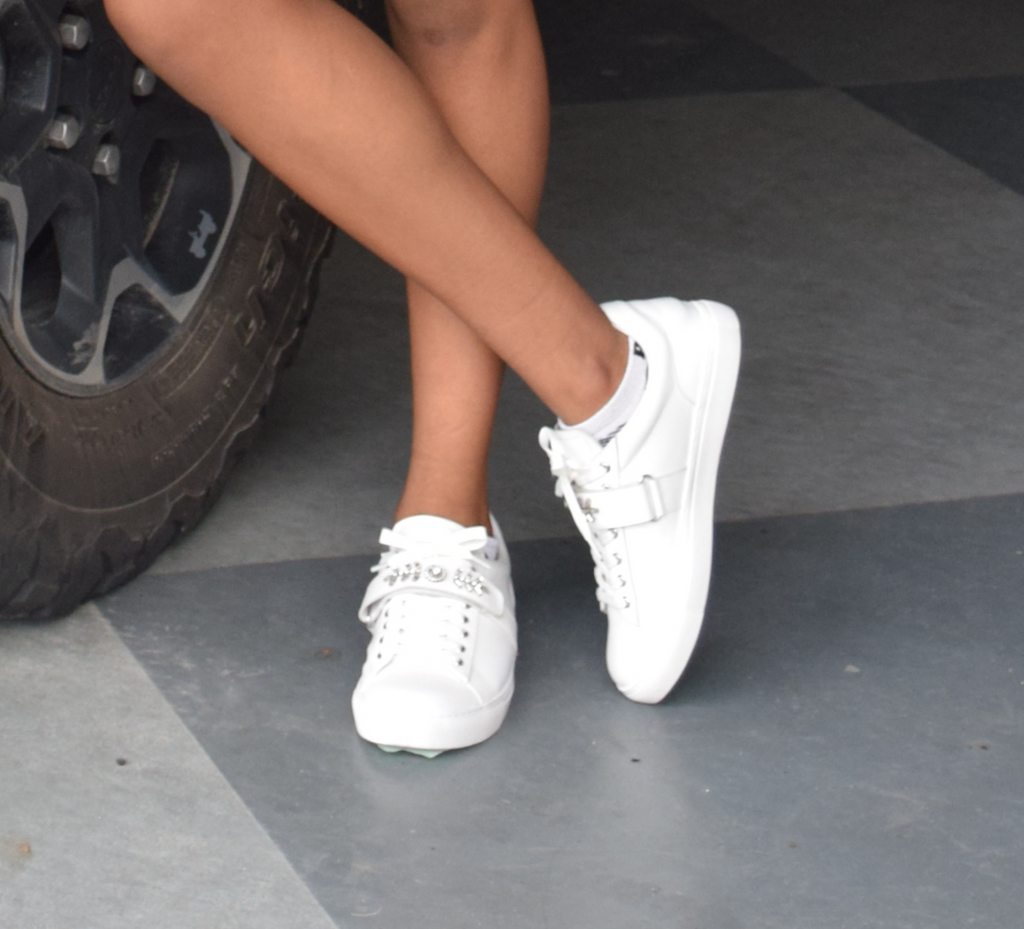 Gabby Dress Sneaker - Crystal Detailing - Cup Sole - Leather