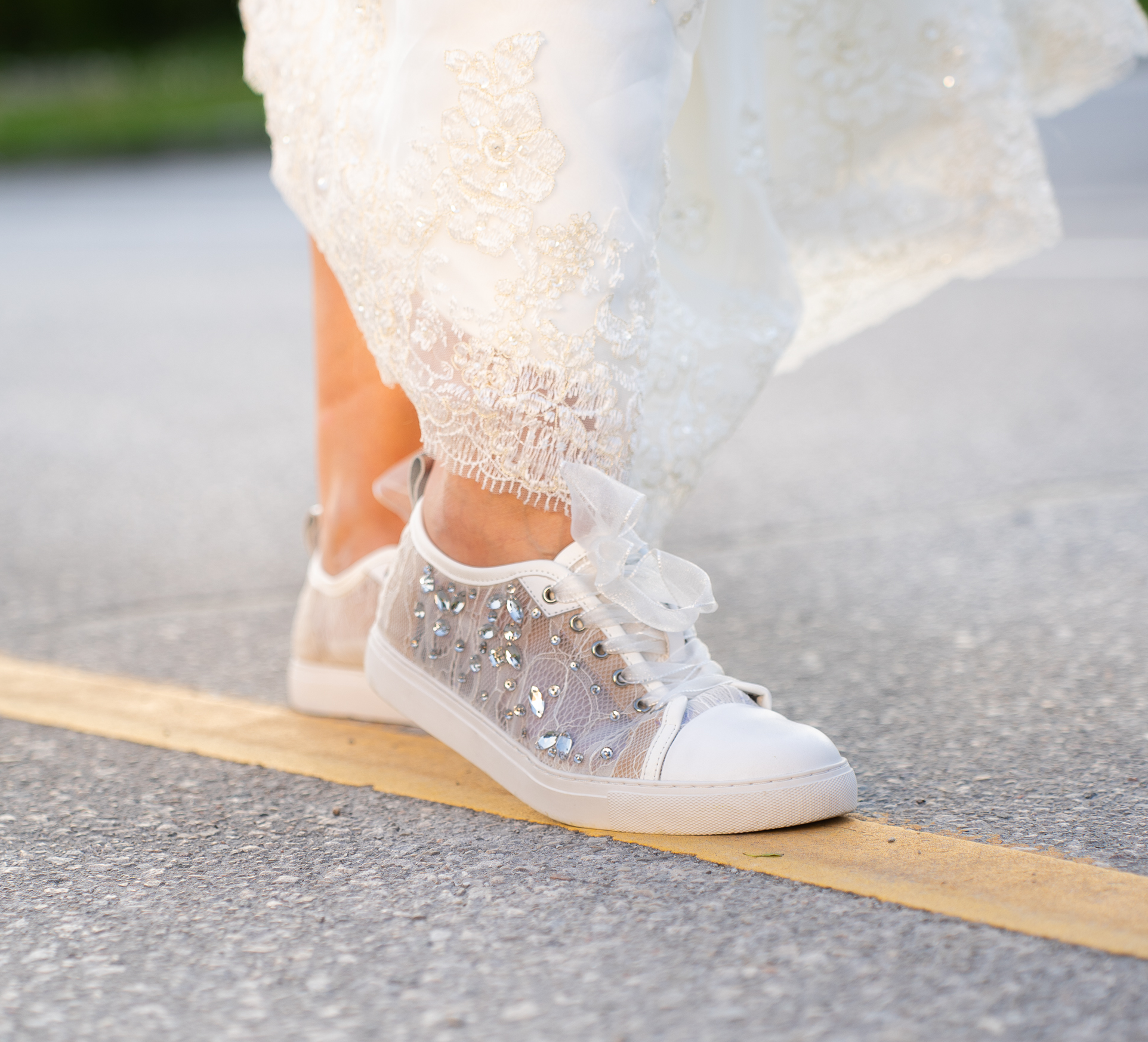 Hopey Women’s Bridal Sneaker - Rhinestone - Lace
