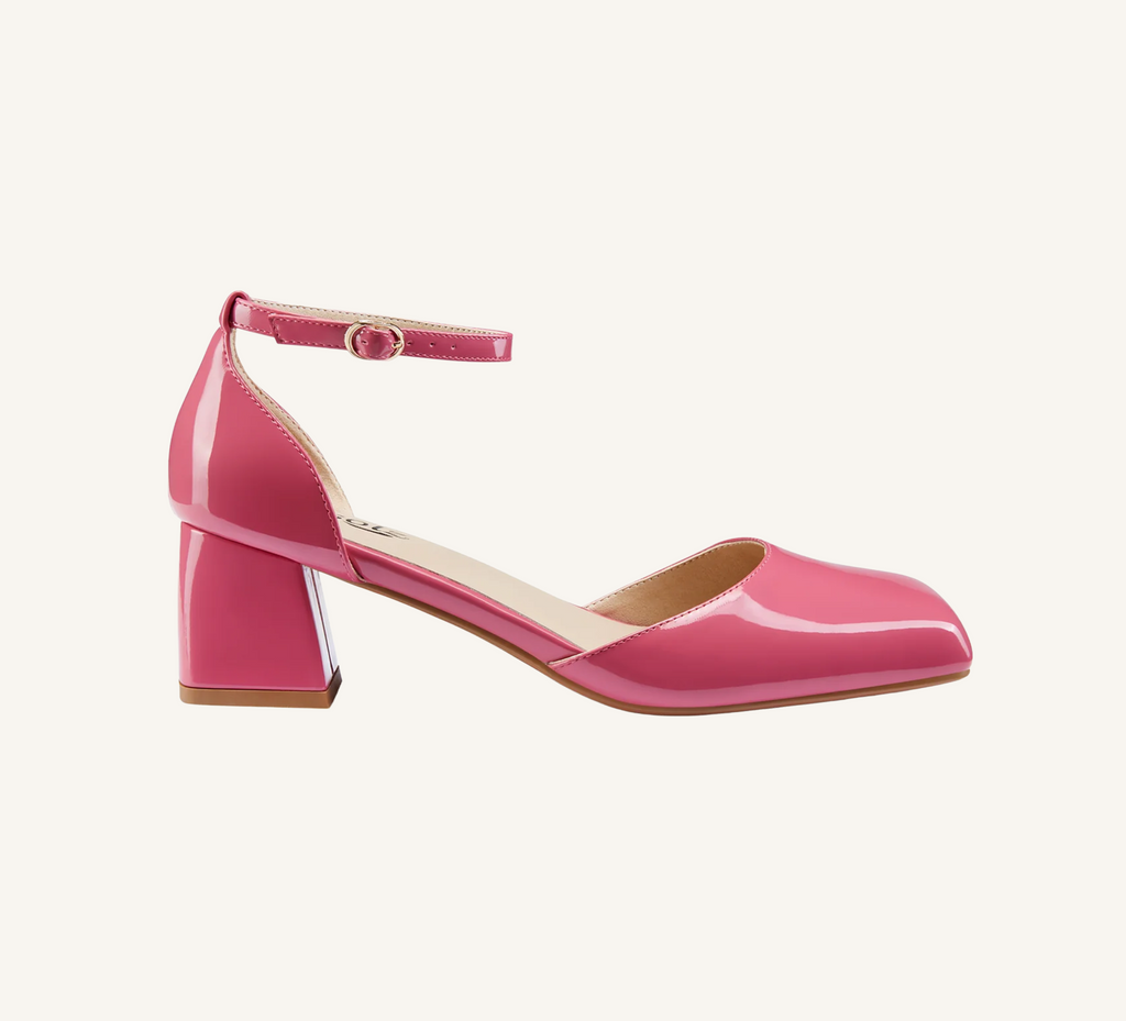 Marie Women’s Block Heel - Ankle Strap - 2” Heel - Square Toe