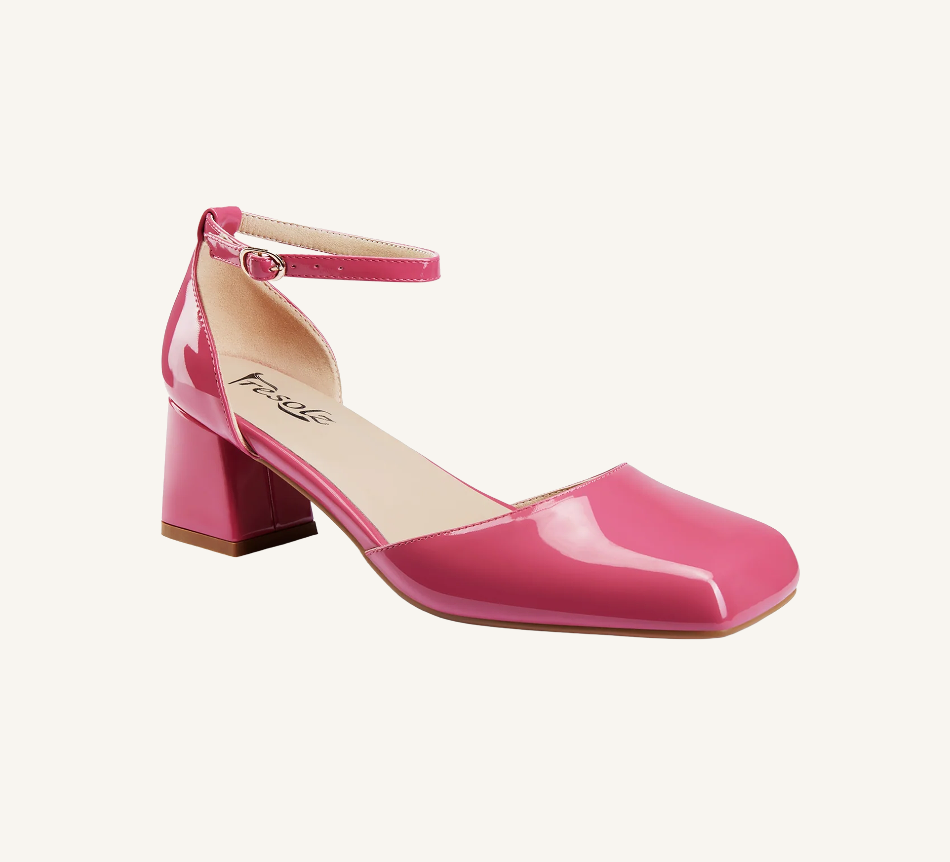 Marie Women’s Block Heel - Ankle Strap - 2” Heel - Square Toe
