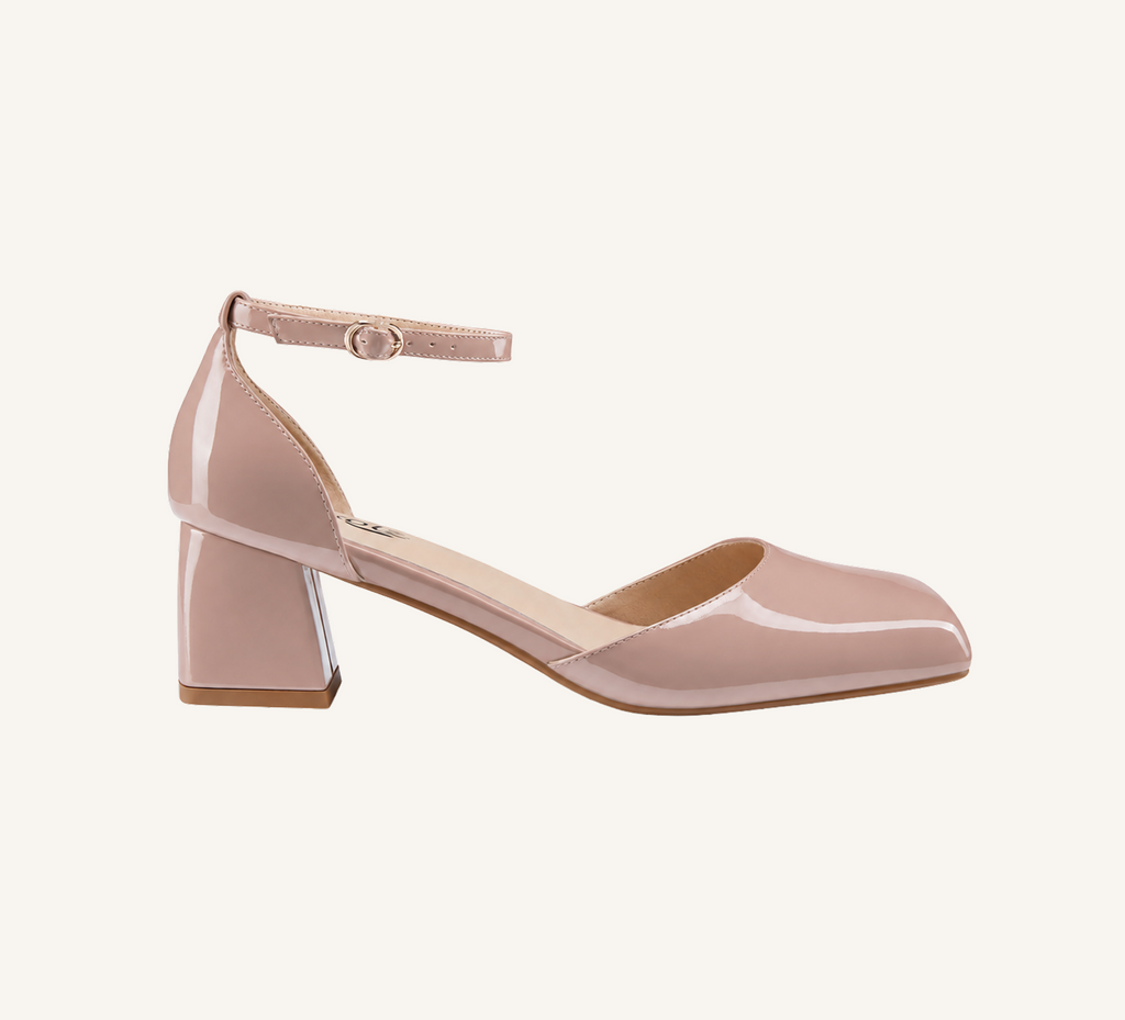 Marie Women’s Block Heel - Ankle Strap - 2” Heel - Square Toe