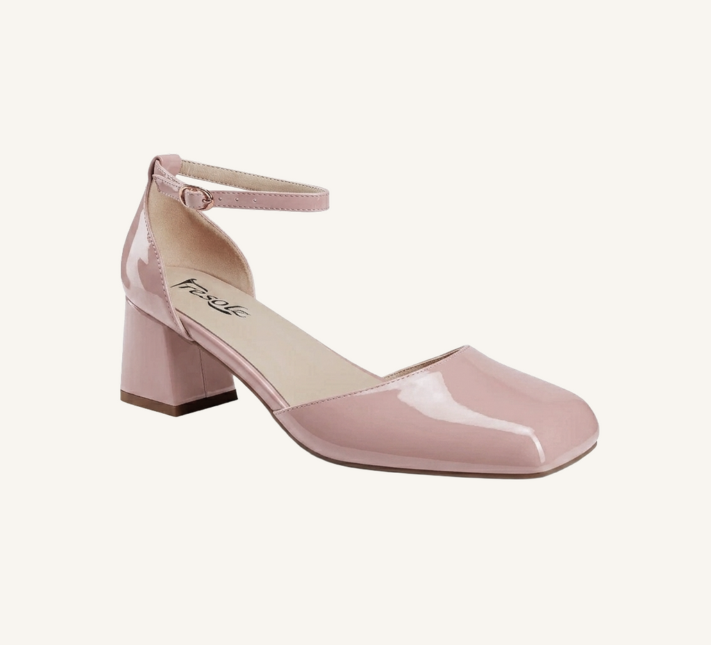Marie Women’s Block Heel - Ankle Strap - 2” Heel - Square Toe