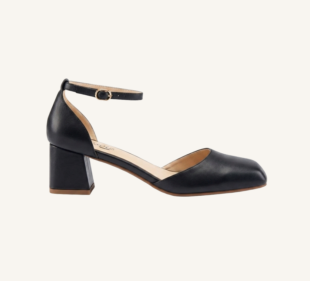 Marie Women’s Block Heel - Ankle Strap - 2” Heel - Square Toe