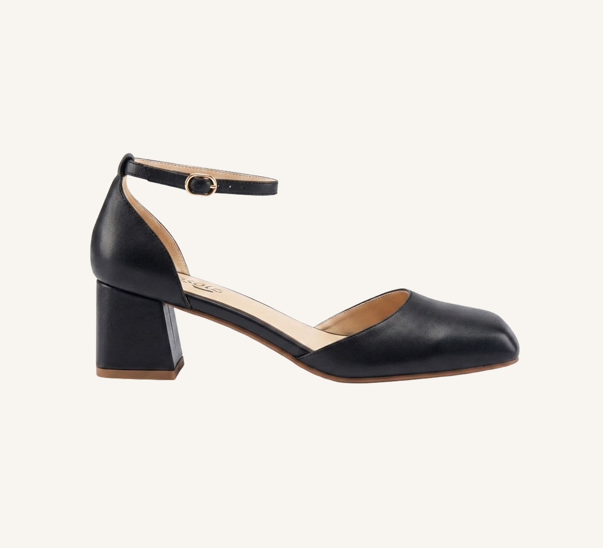 Marie Women’s Block Heel - Ankle Strap - 2” Heel - Square Toe