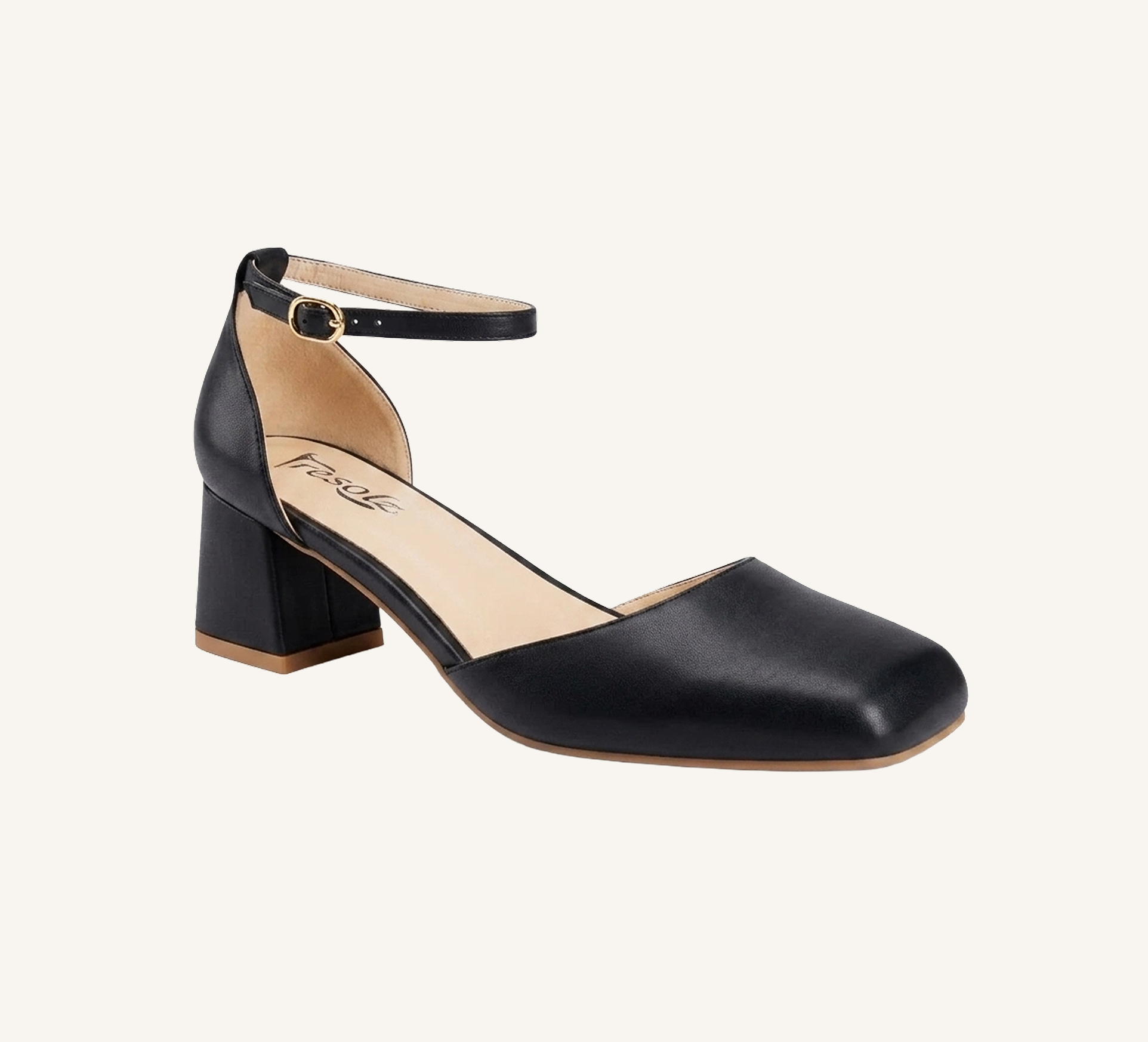 Marie Women’s Block Heel - Ankle Strap - 2” Heel - Square Toe