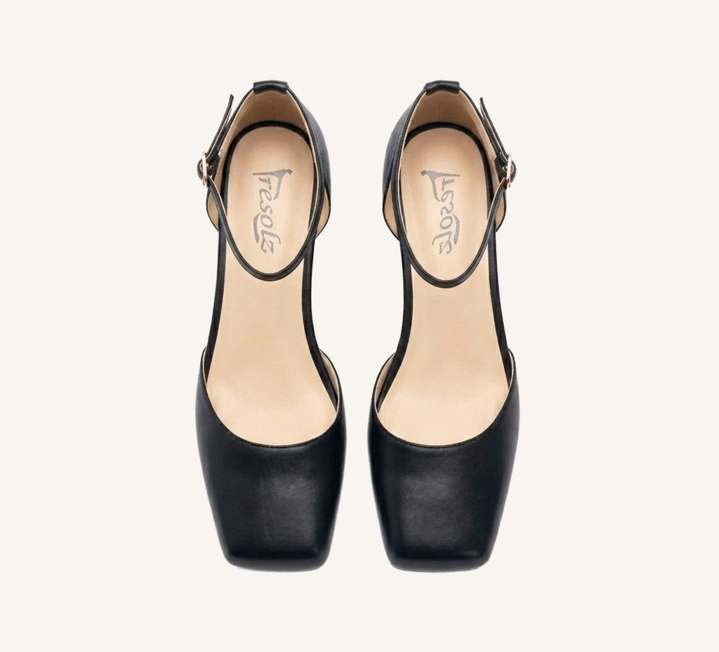 Marie Women’s Block Heel - Ankle Strap - 2” Heel - Square Toe