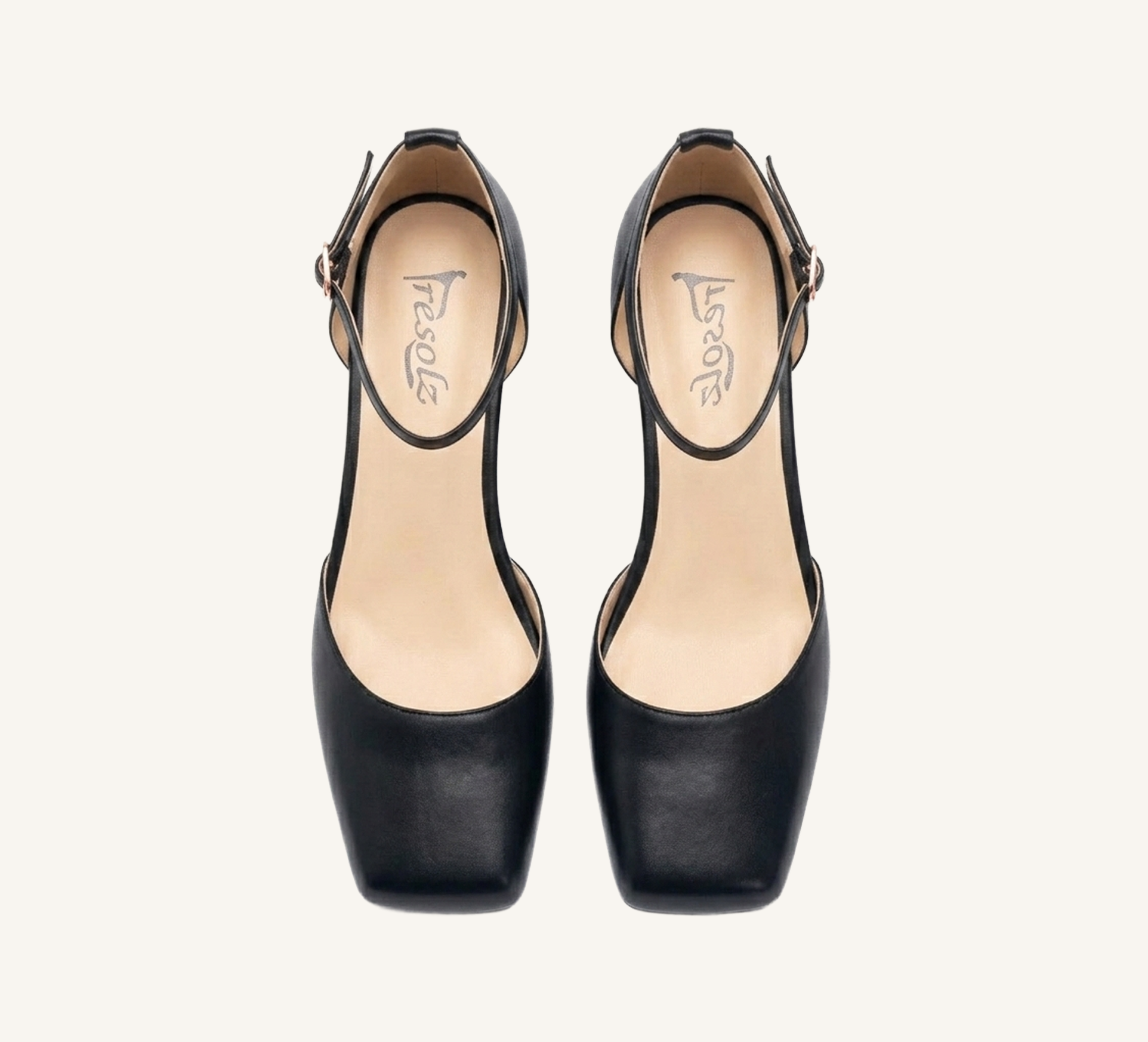 Marie Women’s Block Heel - Ankle Strap - 2” Heel - Square Toe