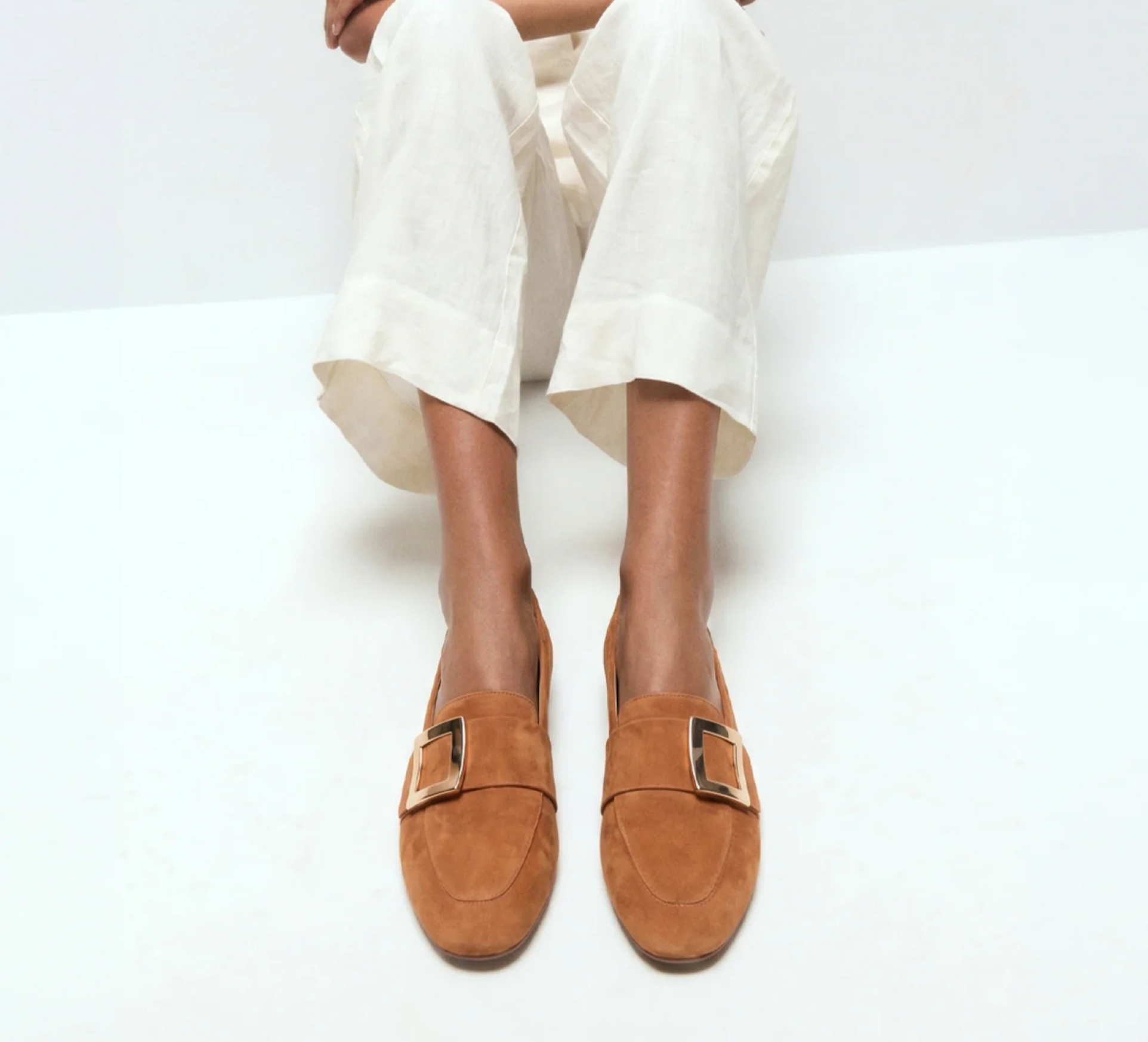 Jackie Women's Loafers - Buckle Accent - Suede