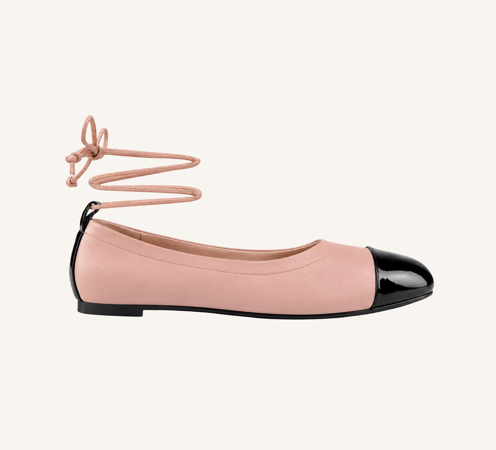 Denise Women’s Ballerina - Ankle Strap - Flats - Leather