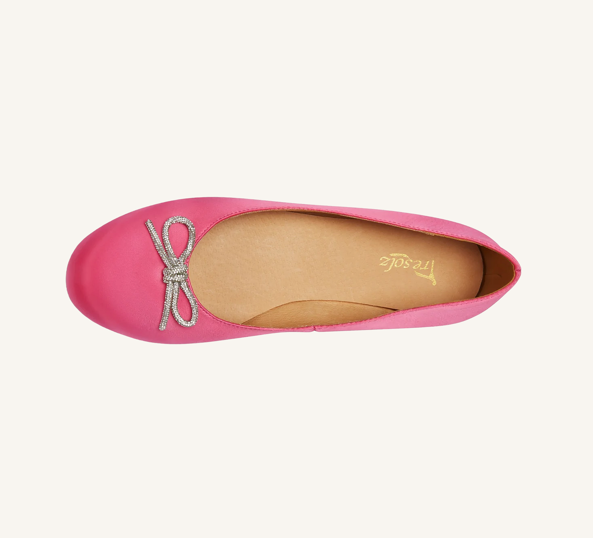 Sonia Women’s Ballerina - Bow Accent - Flats - Satin