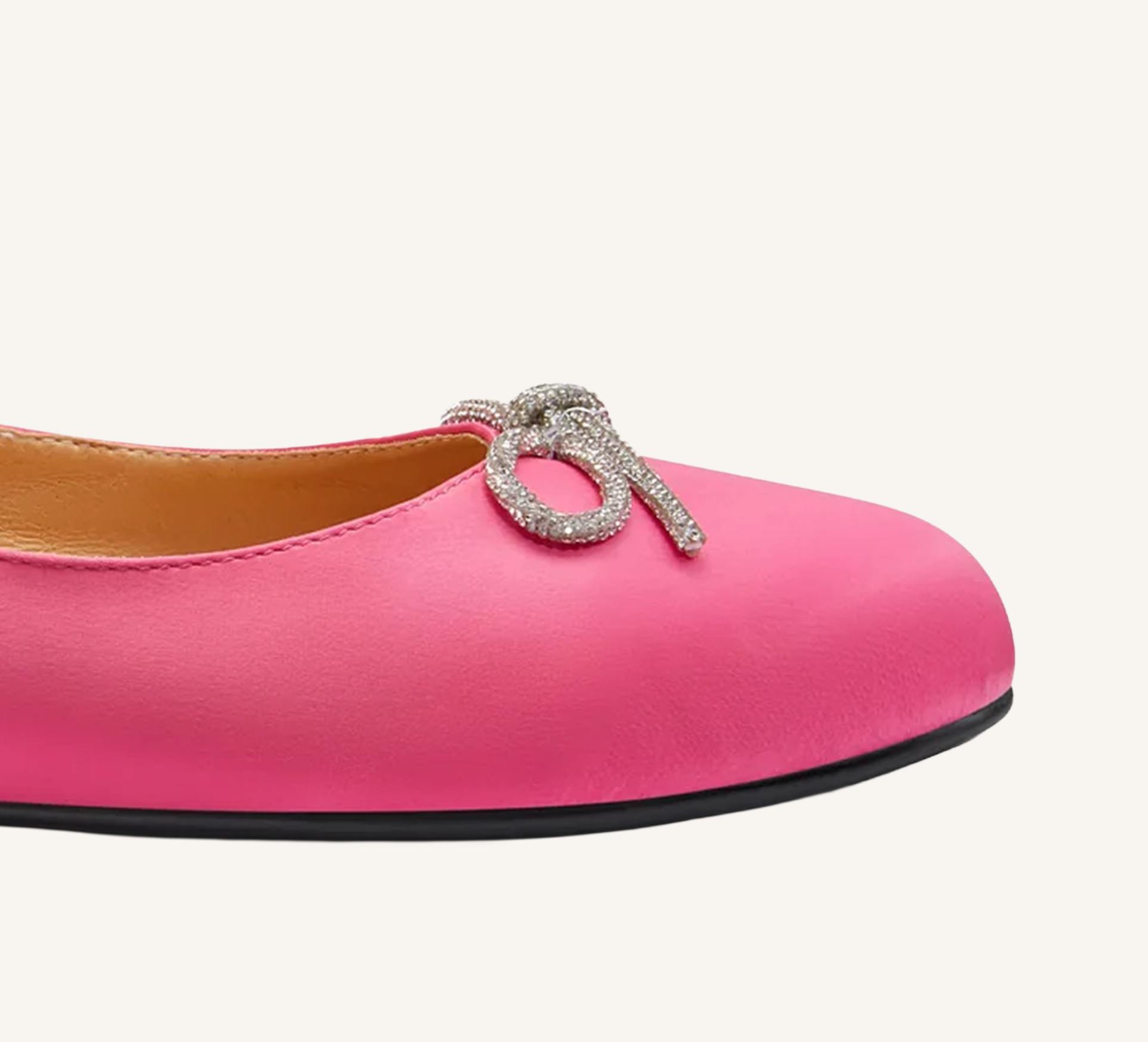 Sonia Women’s Ballerina - Bow Accent - Flats - Satin