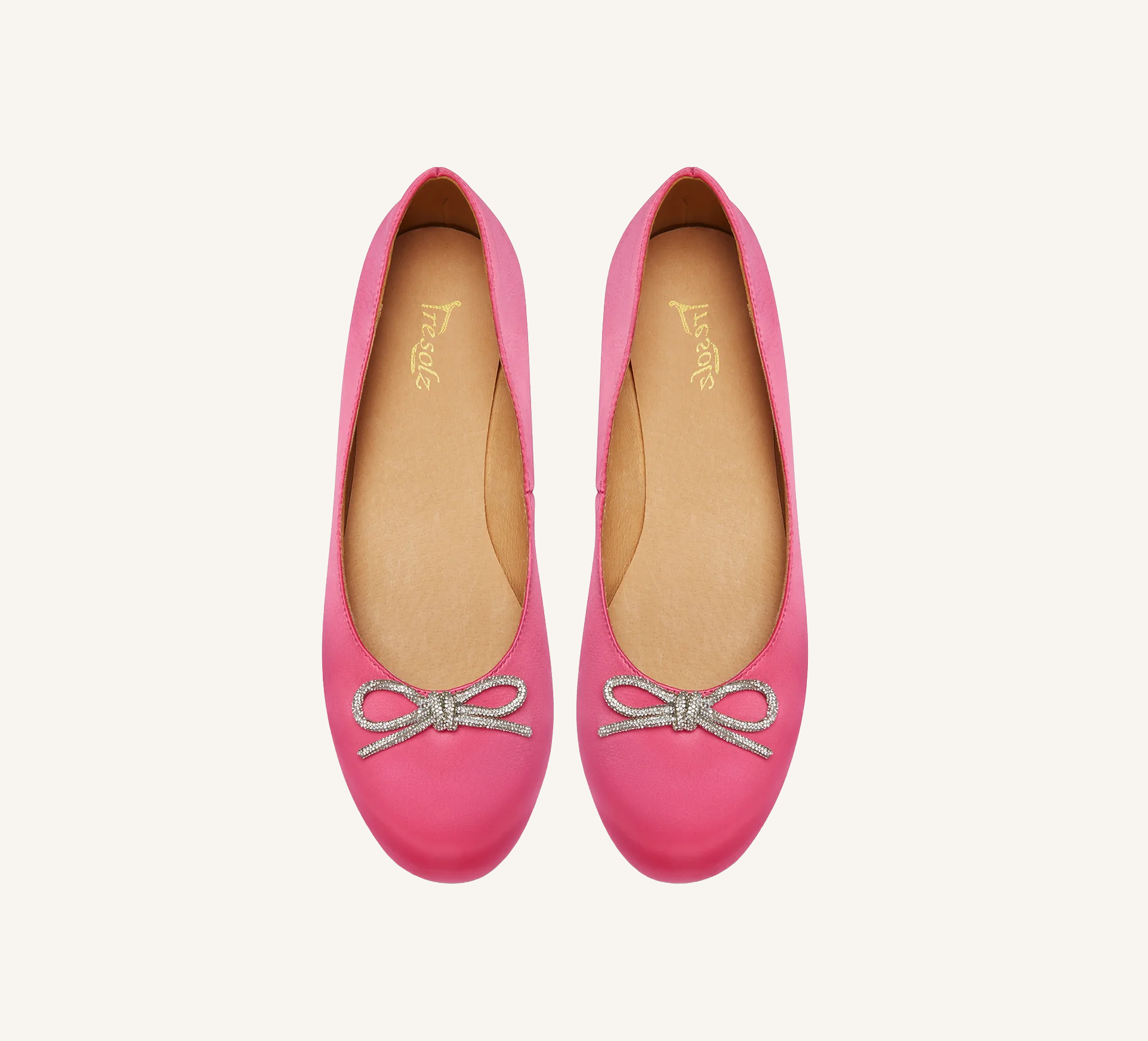Sonia Women’s Ballerina - Bow Accent - Flats - Satin