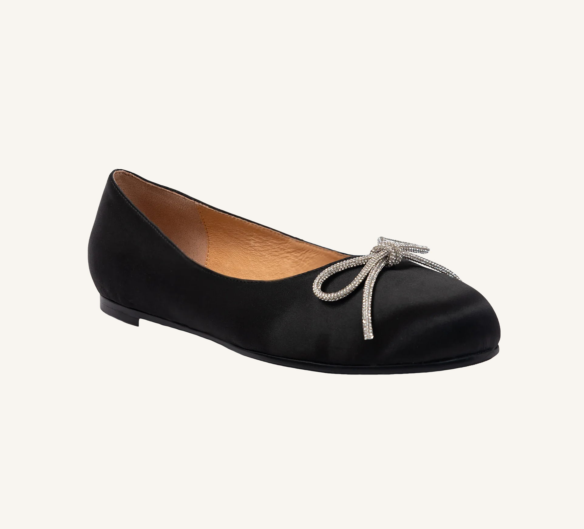 Sonia Women’s Ballerina - Bow Accent - Flats - Satin
