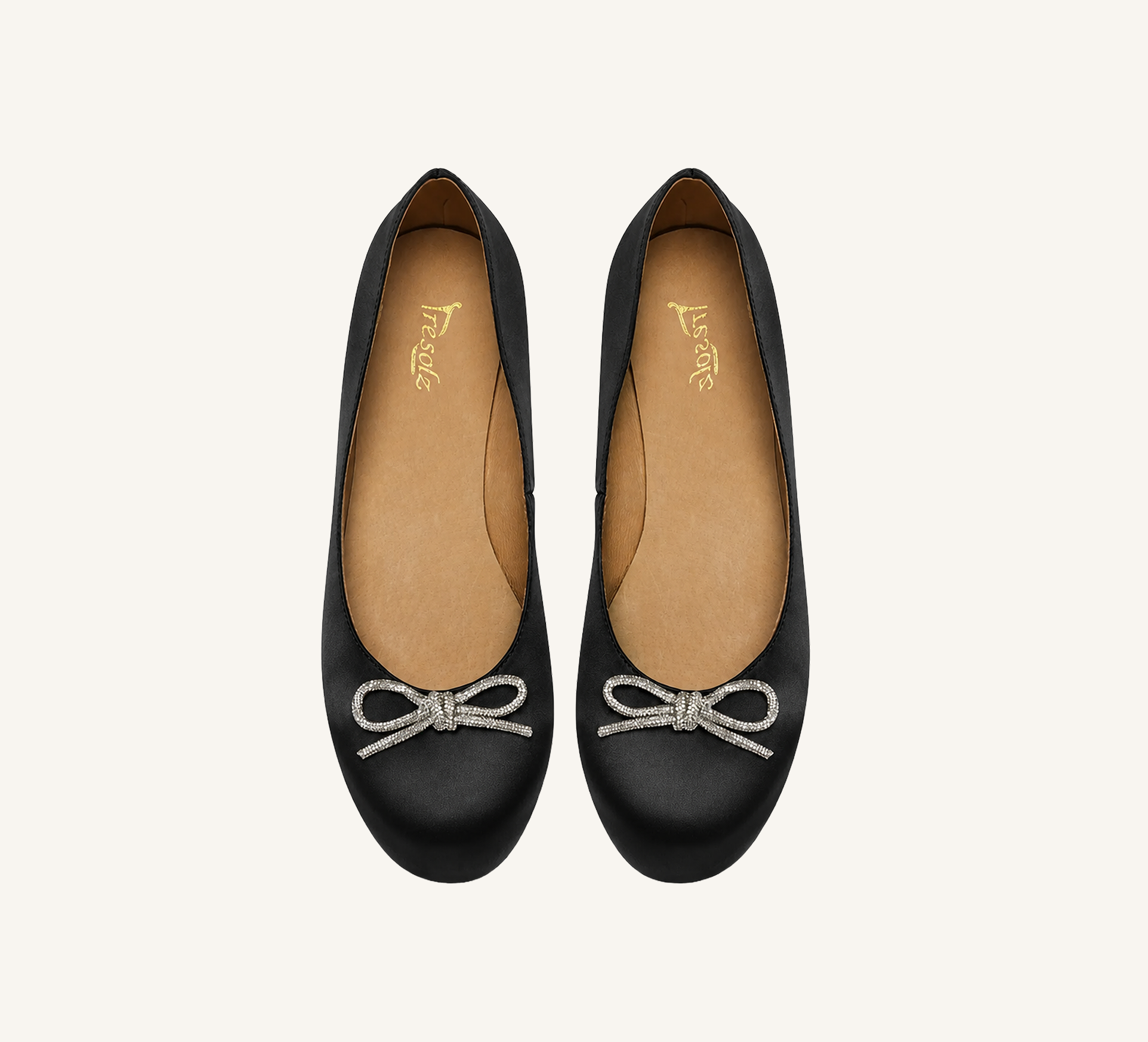 Sonia Women’s Ballerina - Bow Accent - Flats - Satin