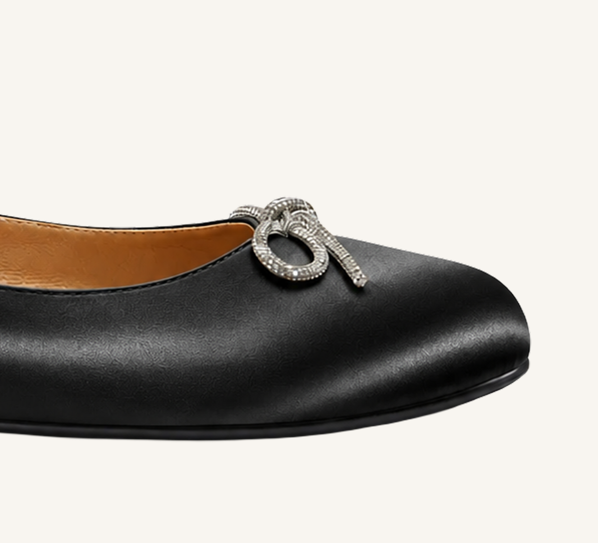 Sonia Women’s Ballerina - Bow Accent - Flats - Satin