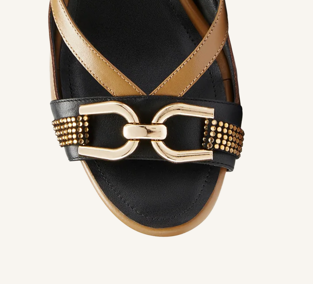 Beverly Women’s Sandal - Gold Accent - 2.5" Heel - Refined Leather