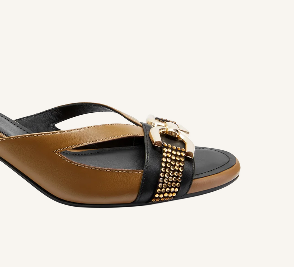 Beverly Women’s Sandal - Gold Accent - 2.5" Heel - Refined Leather