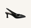 Gladys Premium Slingback Full Grain Leather 2.75" Gold Heel Standard and Wide