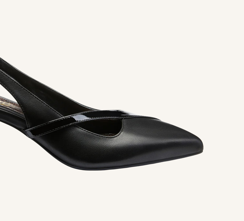 Gladys Premium Slingback Full Grain Leather 2.75" Gold Heel Standard and Wide