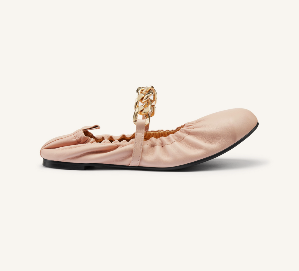 Justice Women’s Ballerina - Gold Chain - Sheep Leather