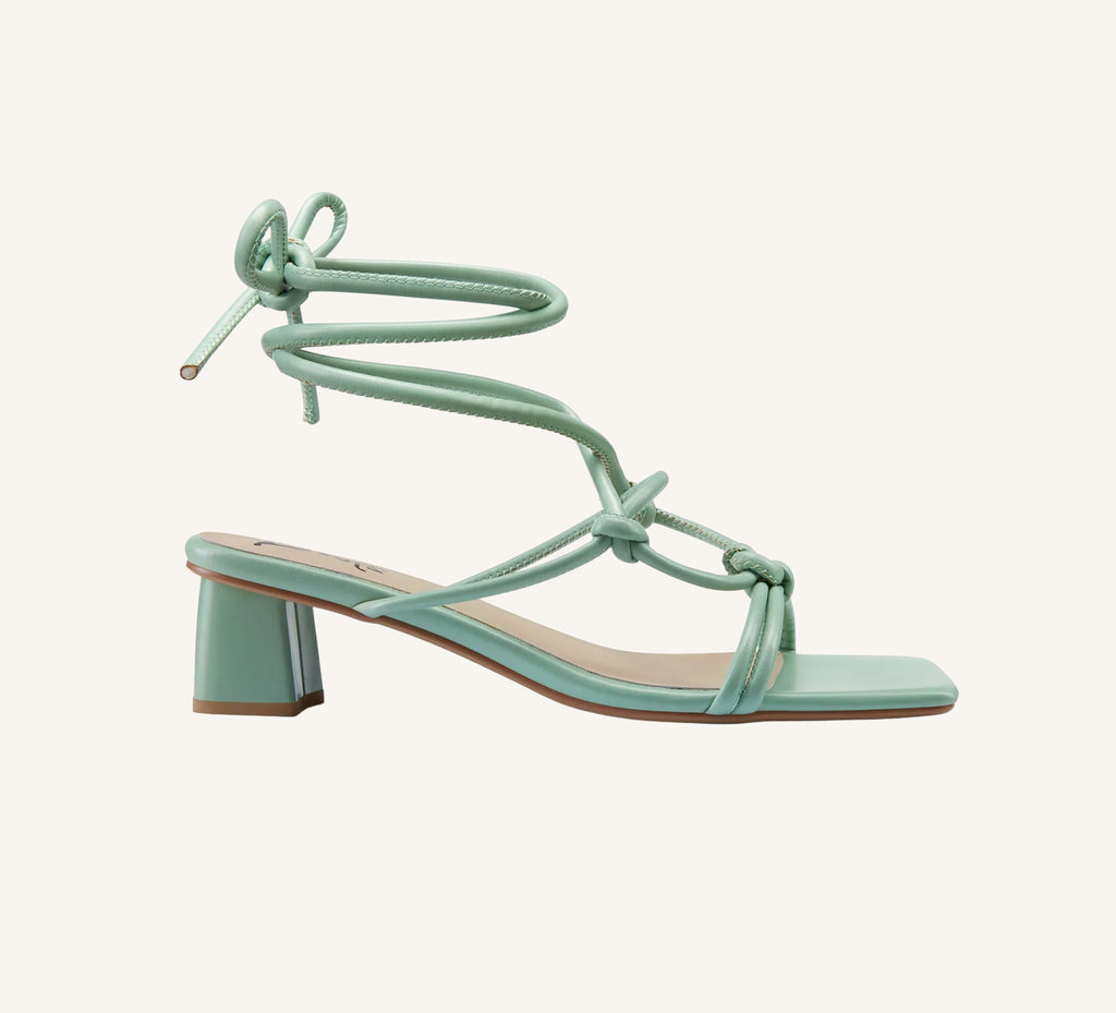 Jonelle 2 Vegan Sage Strappy Sandal 2" Block Heel Standard and Wide