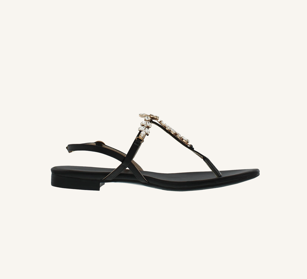 Laura Women’s Crystal Sandals – Slingback – Flat – Open Toe