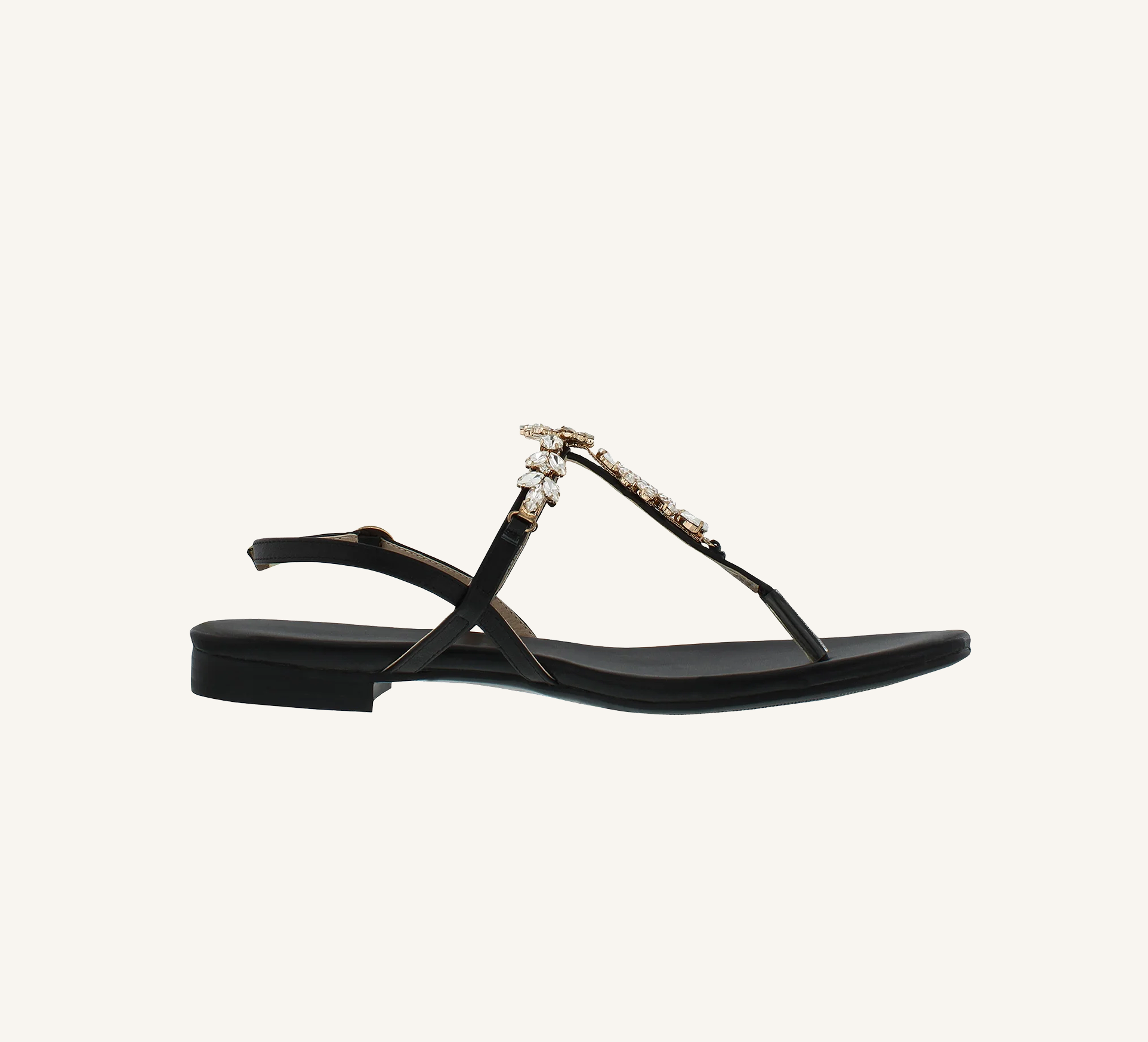 Laura Women’s Crystal Sandals – Slingback – Flat – Open Toe