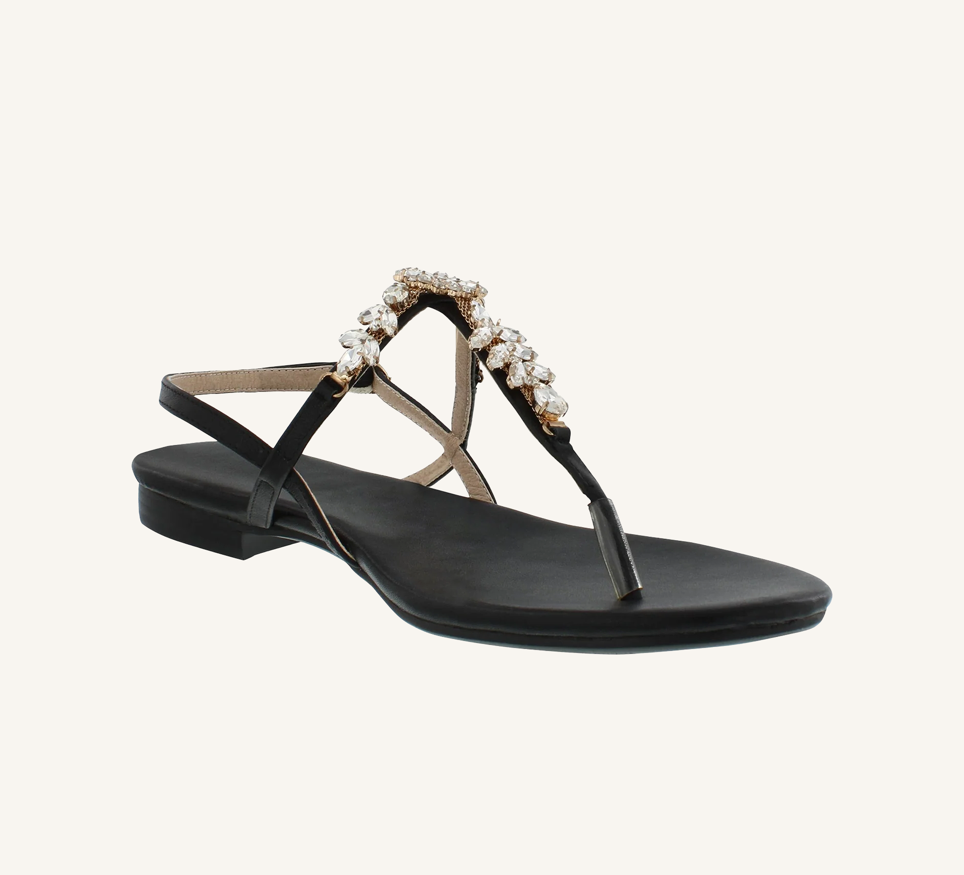 Laura Women’s Crystal Sandals – Slingback – Flat – Open Toe
