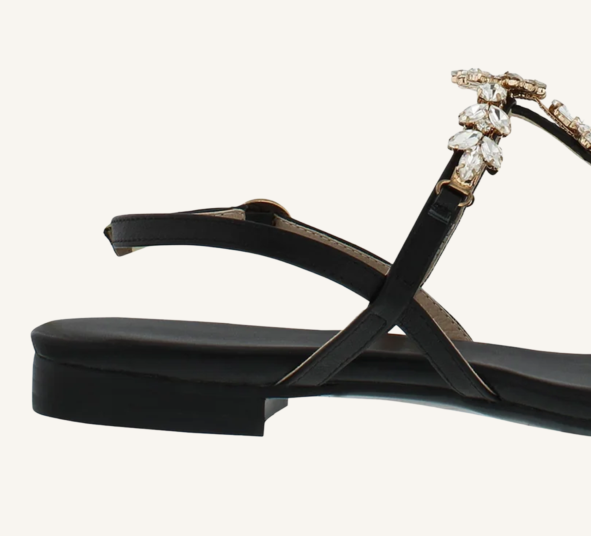 Laura Women’s Crystal Sandals – Slingback – Flat – Open Toe
