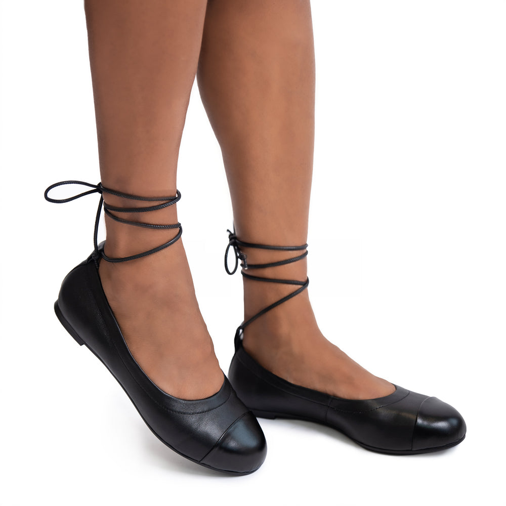 
                  
                    Load image into Gallery viewer, Denise Women’s Ballerina - Ankle Strap - Flats - Leather
                  
                